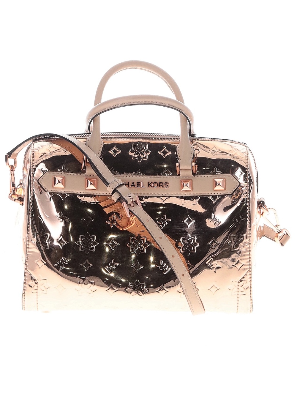 Michael Kors Rose Gold Patent Dome Satchel - Rose Gold/Gold Hardware